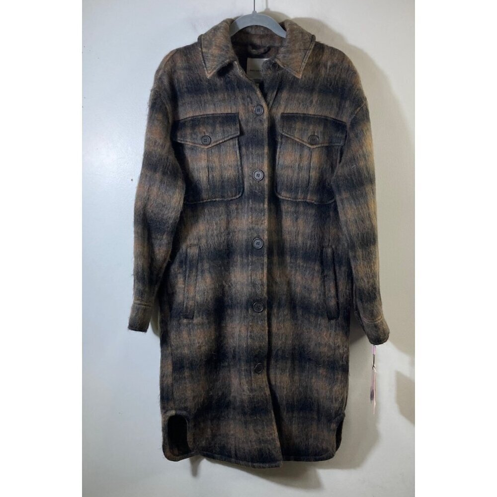 Avec Les Filles Plaid Coat in Brown and Black